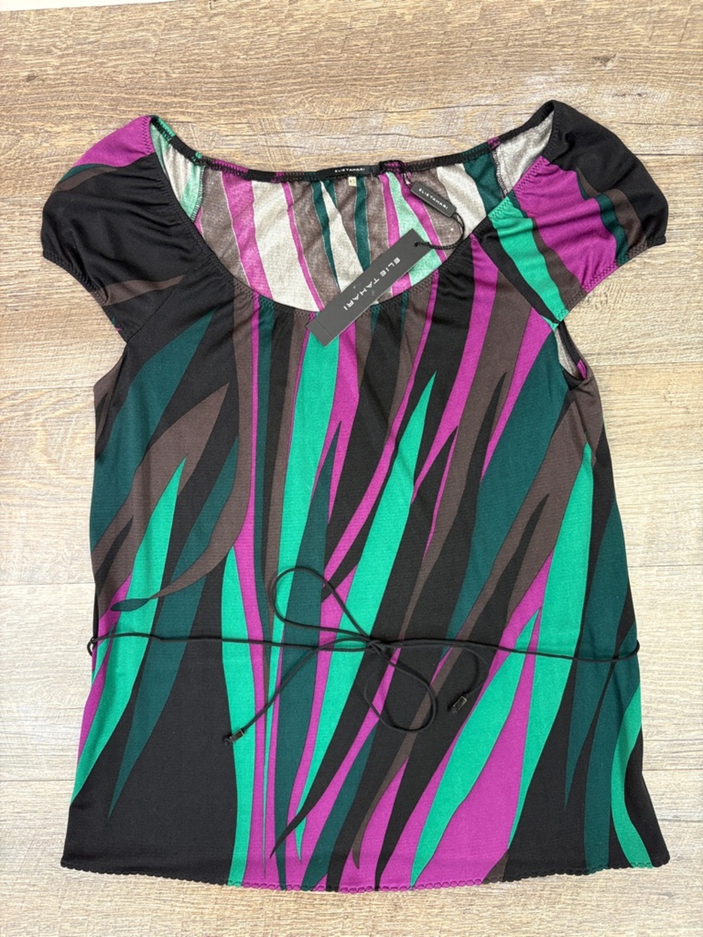 Elie Tahari 100% Silk Blouse XS NWT Abstract Print Bridgette Top Luxury